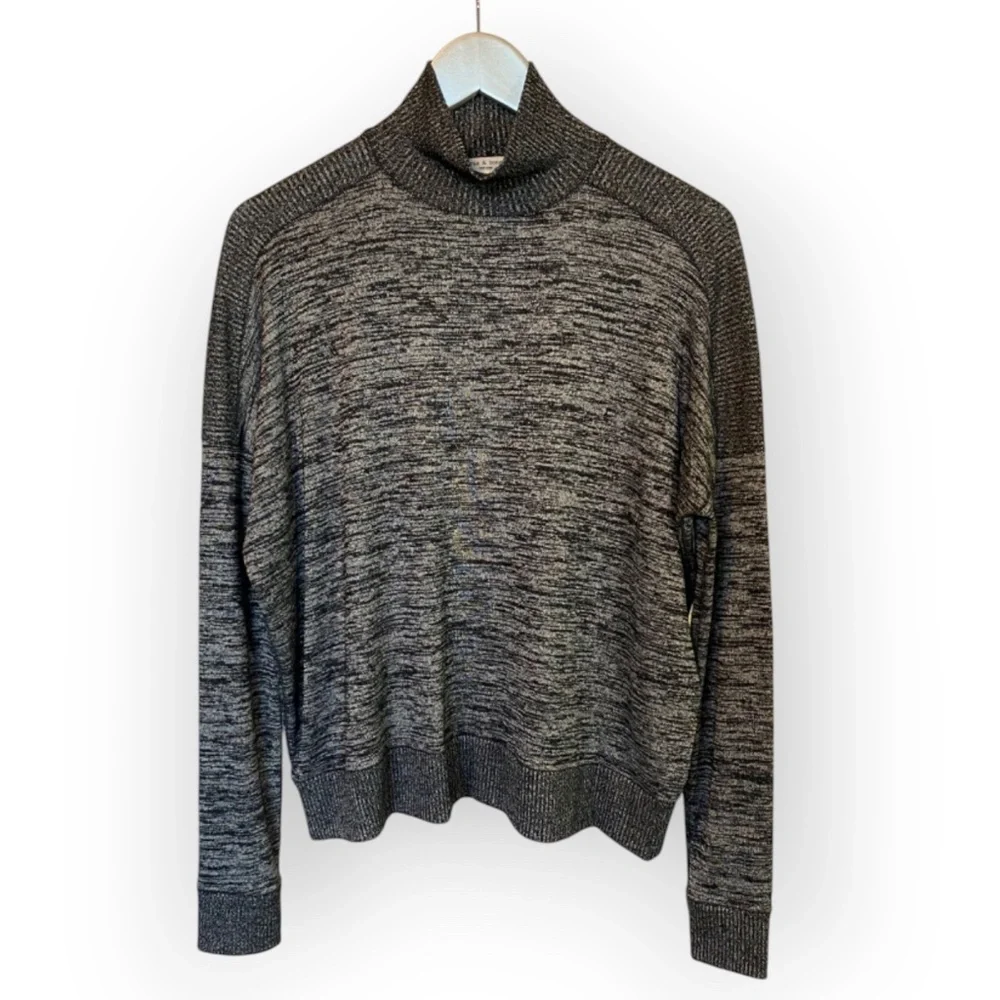 Rag & Bone Avryl Marled Mockneck Sweater Size Small Black Gray - Picture 3 of 7